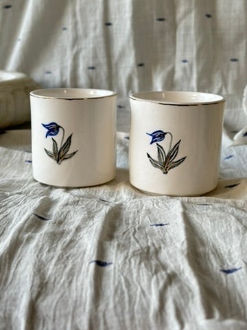 Tulip Porcelain Tumblers - Set of 2 - Blue
