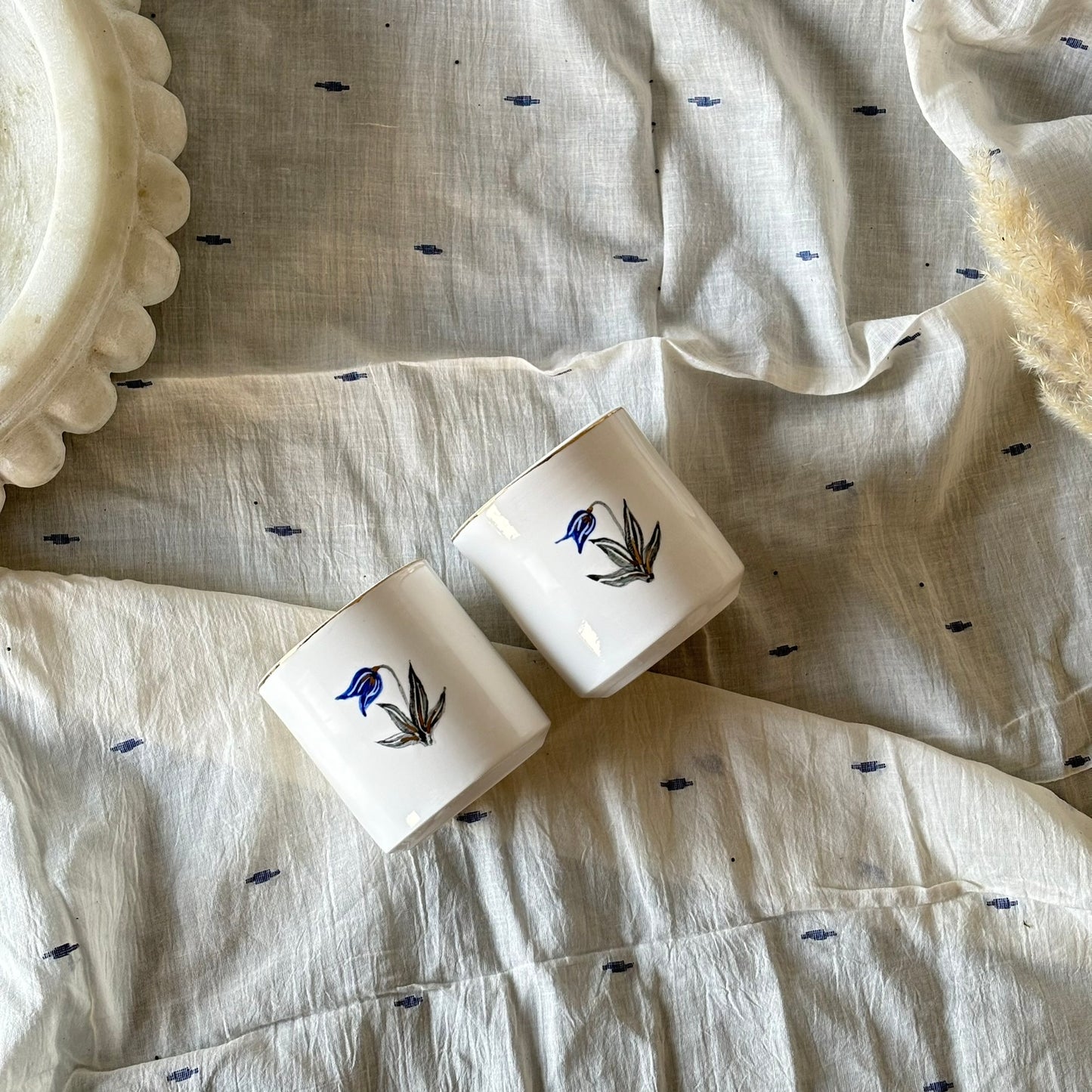 Tulip Porcelain Tumblers - Set of 2 - Blue