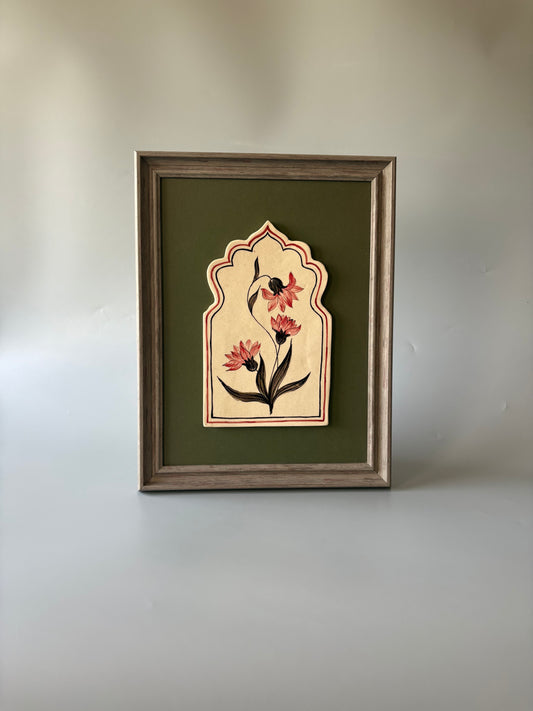 Noor Wall Art with Frame (Red)