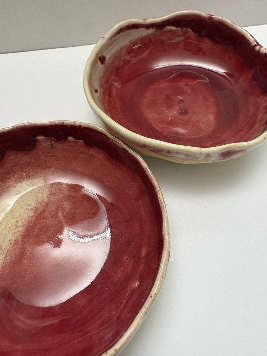 Red Tapas Bowl Non Gold - Set of 2