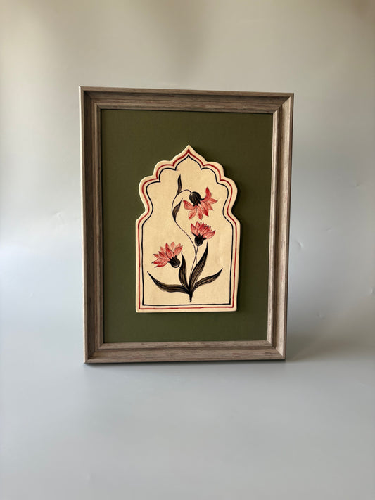 Noor Wall Art with Frame (Red)