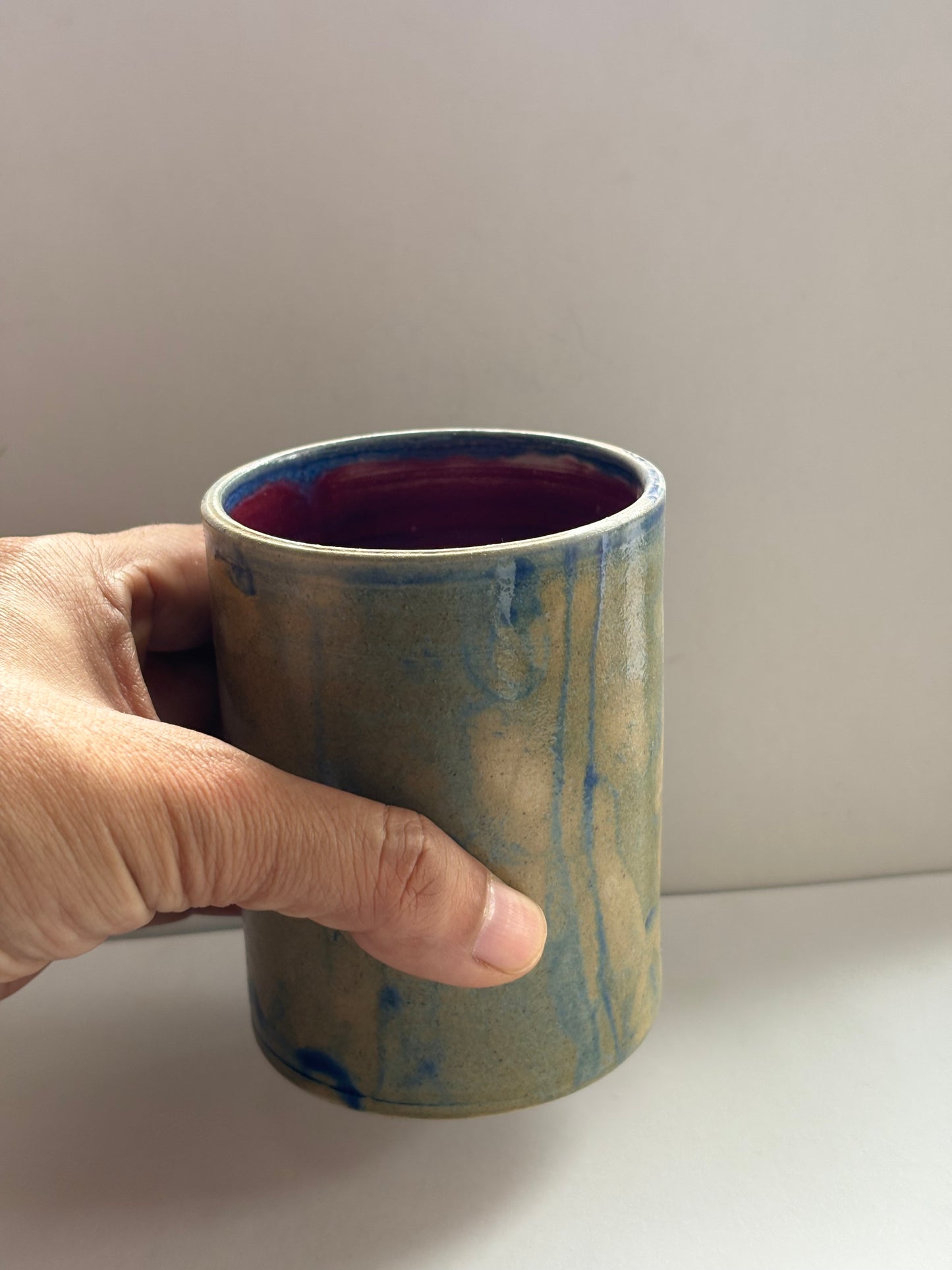 Rustic Blue and Red Tumblers - Set of 2