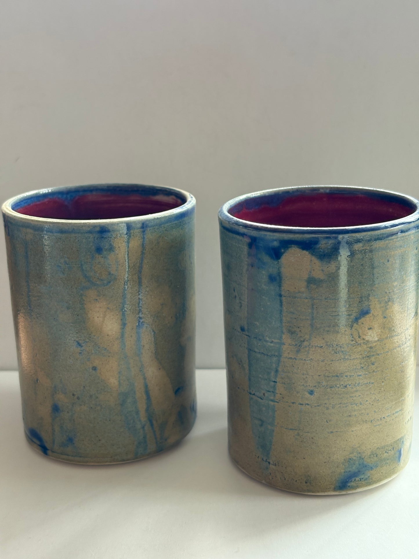 Rustic Blue and Red Tumblers - Set of 2