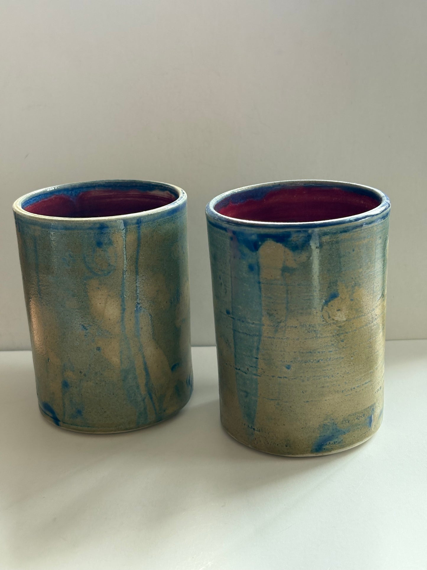 Rustic Blue and Red Tumblers - Set of 2