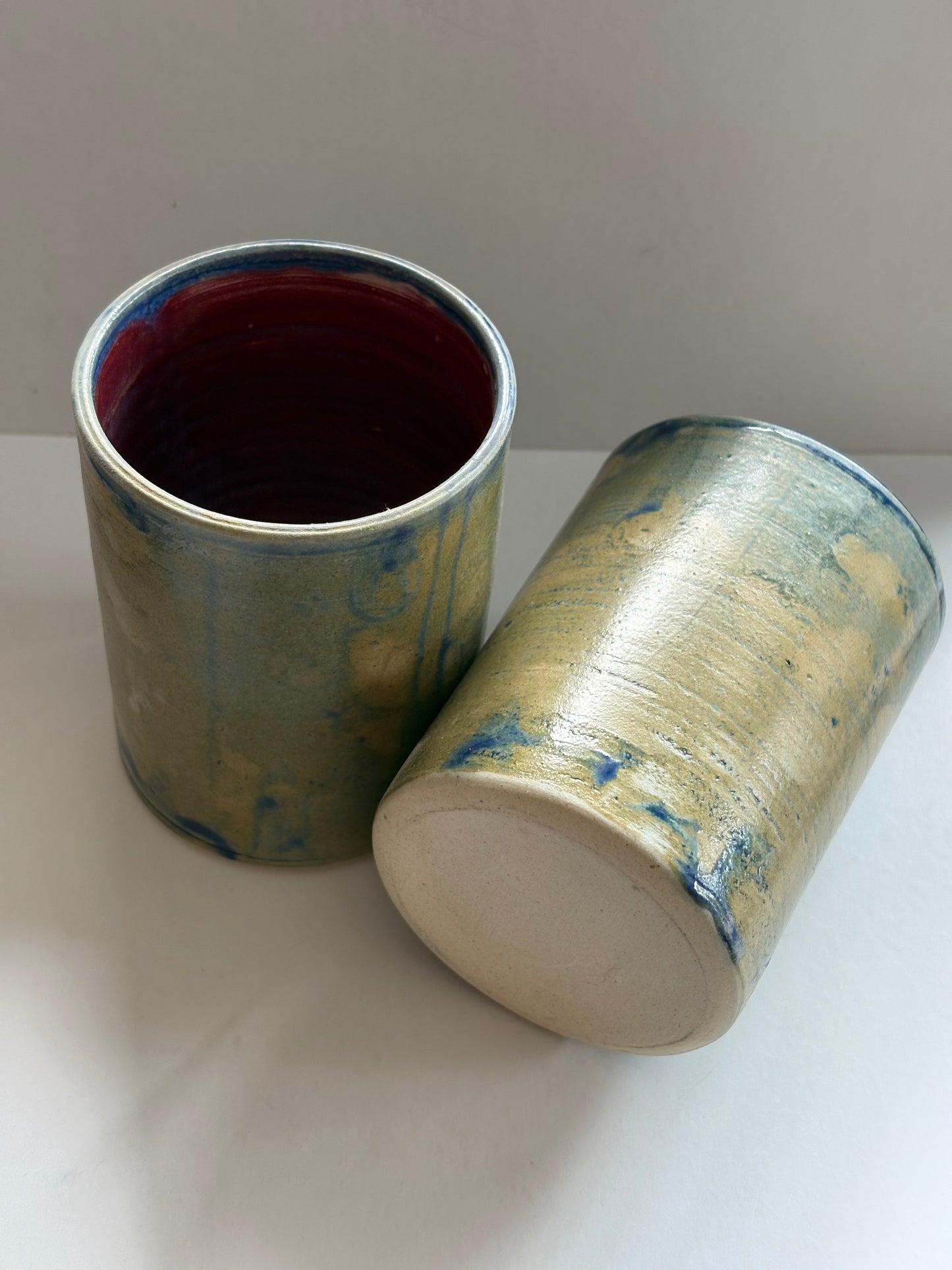 Rustic Blue and Red Tumblers - Set of 2