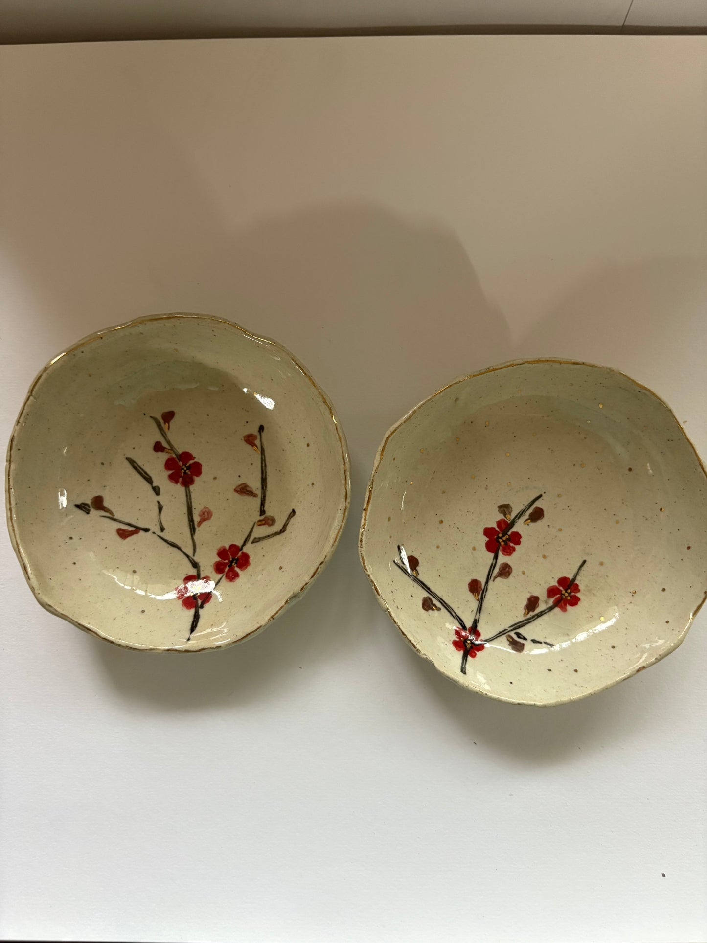 Cherry Blossom White and Red - Set of 2