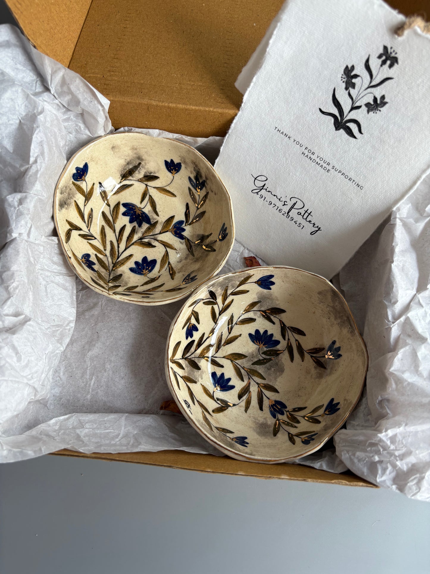 Mughal White and Blue Tapas Bowls - Set of 2
