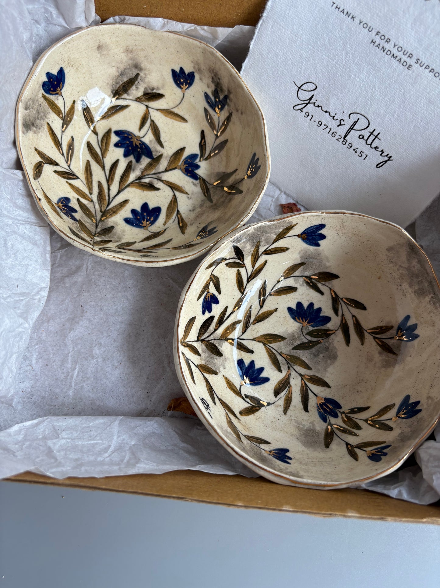 Mughal White and Blue Tapas Bowls - Set of 2