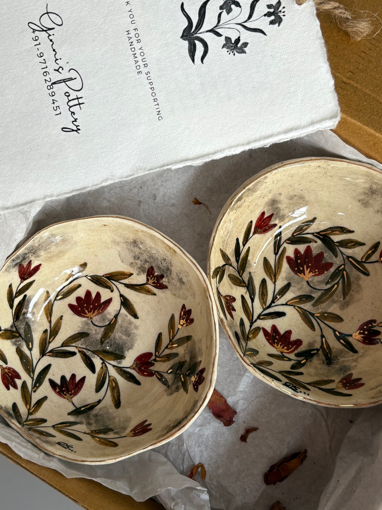 Mughal White and Maroon Tapas Bowls - Set of 2