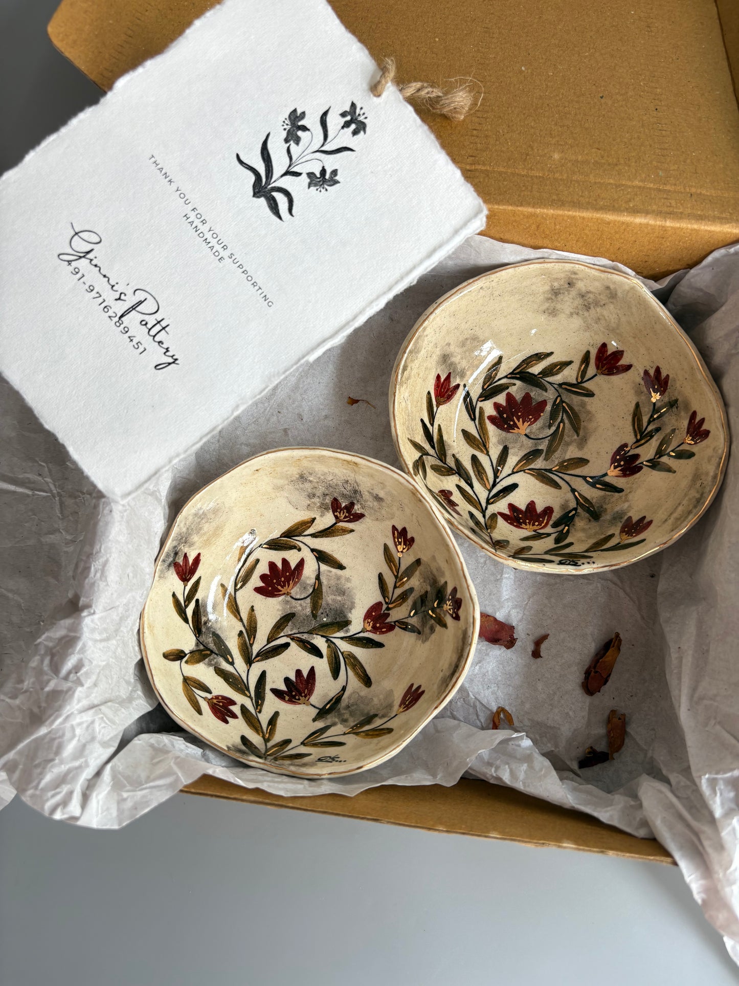 Mughal White and Maroon Tapas Bowls - Set of 2