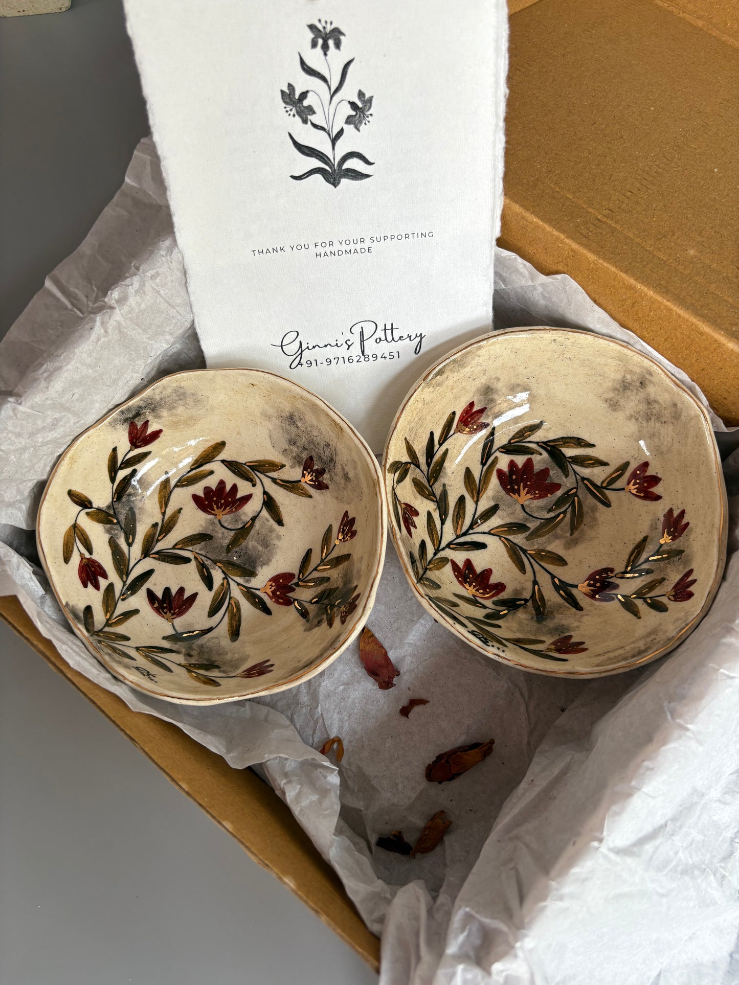 Mughal White and Maroon Tapas Bowls - Set of 2