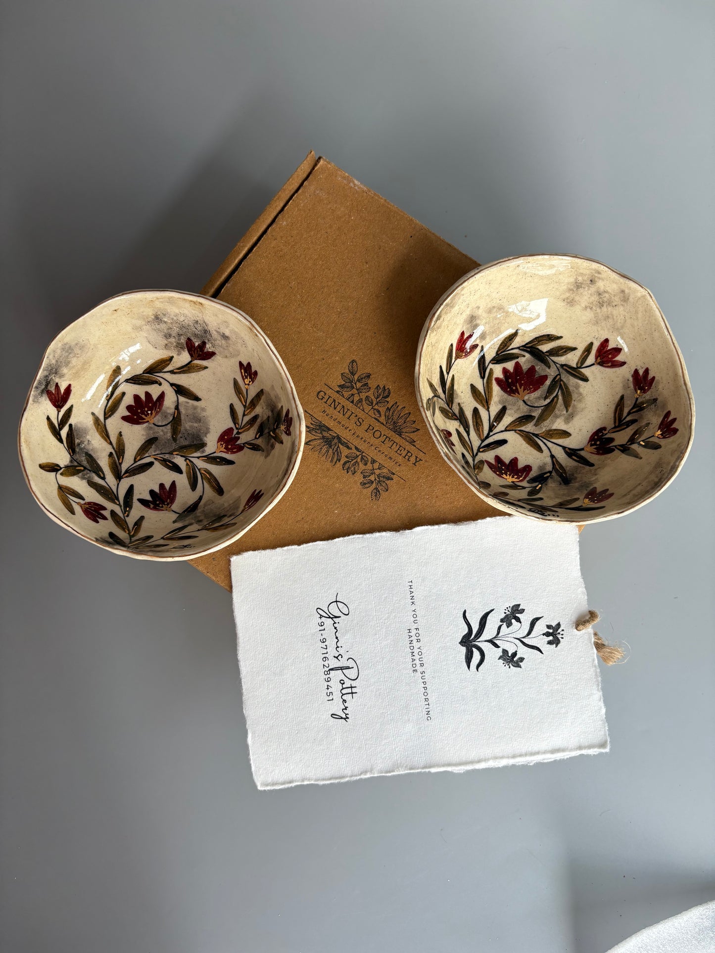 Mughal White and Maroon Tapas Bowls - Set of 2