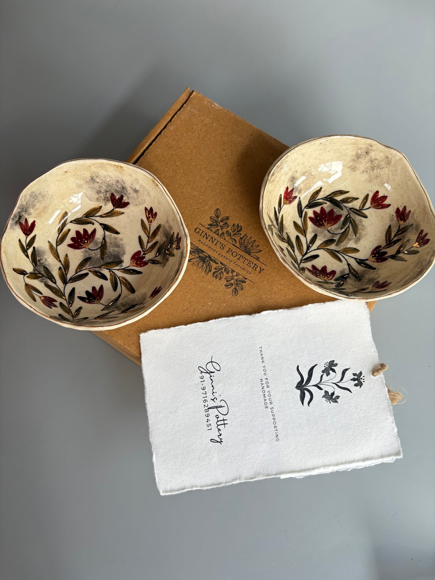 Mughal White and Maroon Tapas Bowls - Set of 2