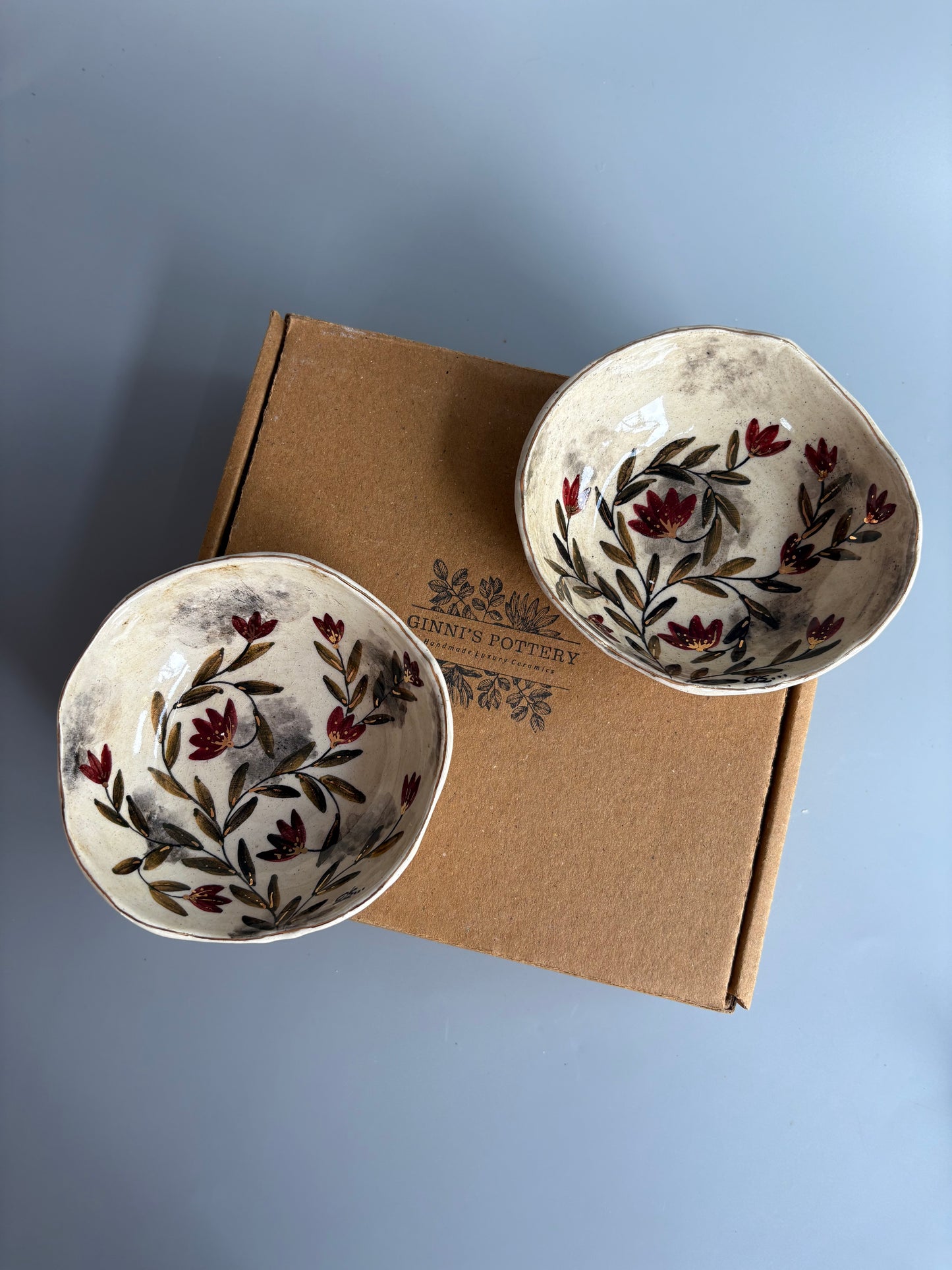 Mughal White and Maroon Tapas Bowls - Set of 2