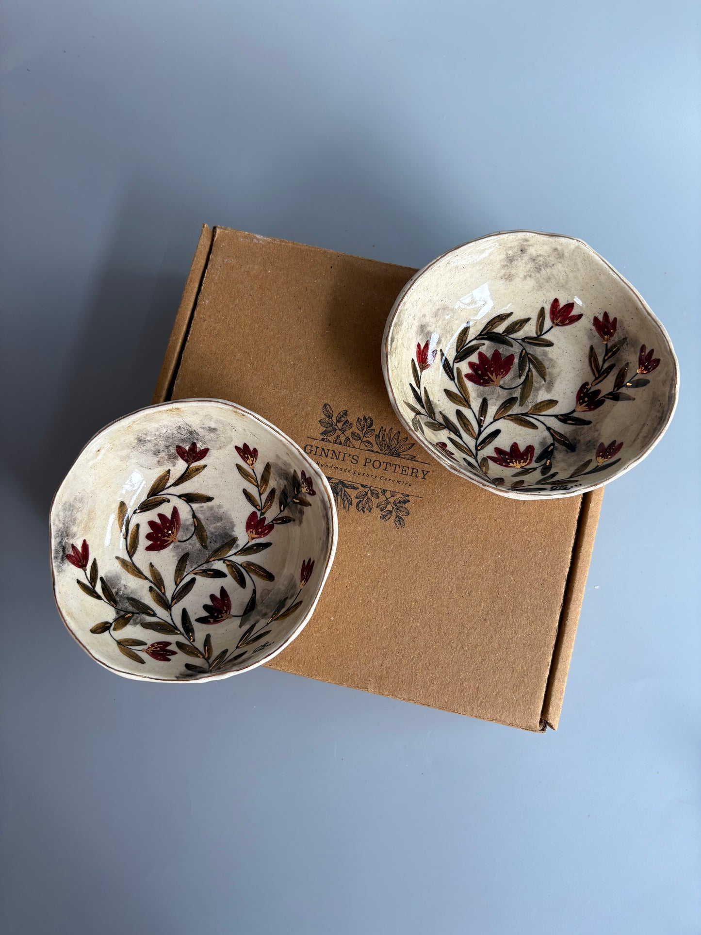 Mughal White and Maroon Tapas Bowls - Set of 2