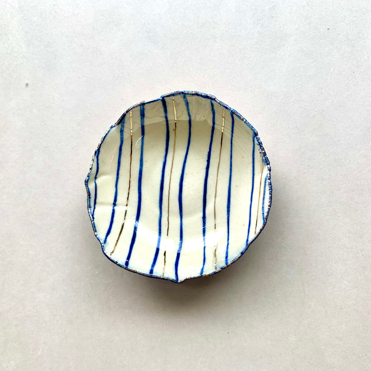 Stripped Blue Gold Tapas Bowl - Set of 2