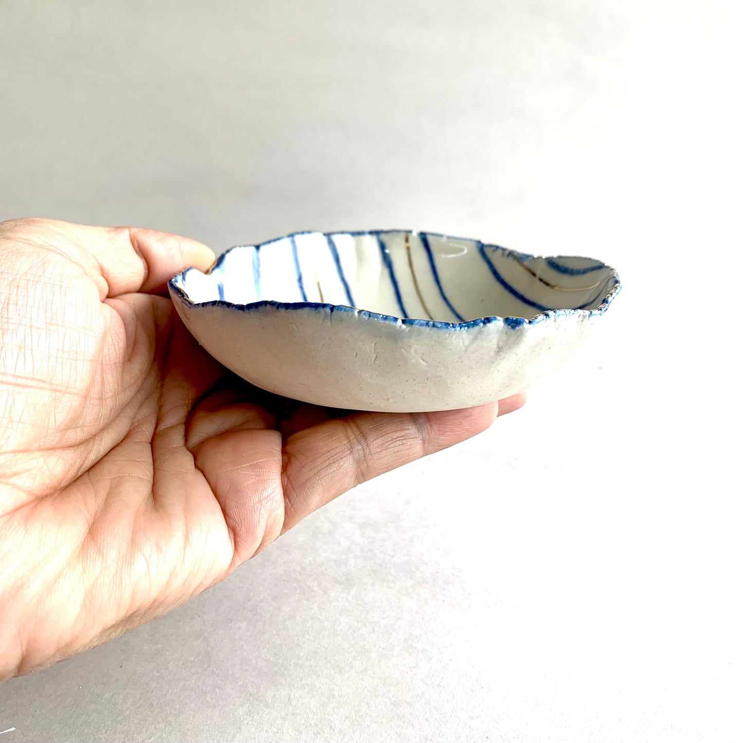 Stripped Blue Gold Tapas Bowl - Set of 2